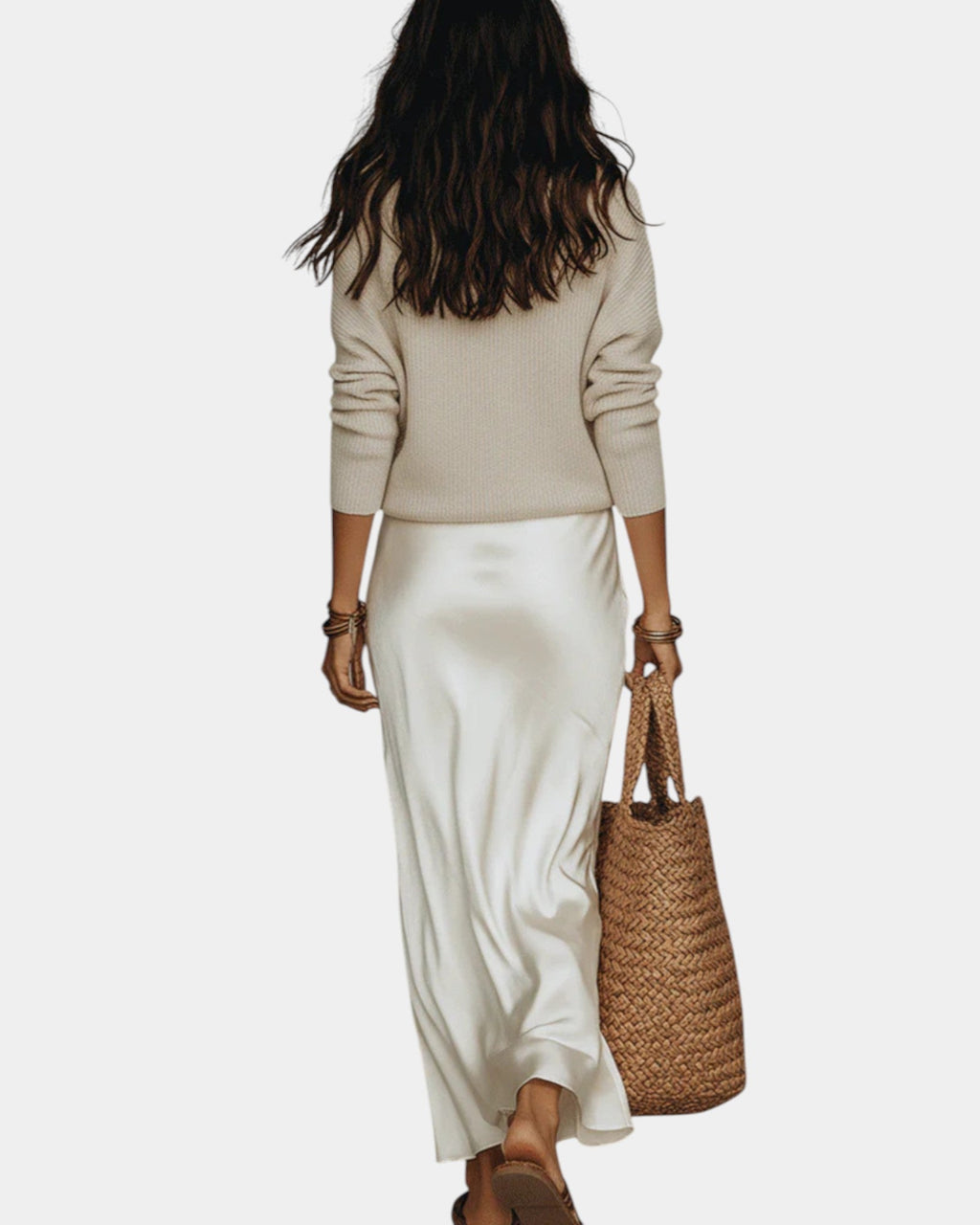 Women's Two-Piece Dress Set – Long Sleeve Blouse & Midi Skirt Set