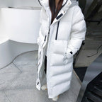 Women's Long Hooded Parka – Zip-Up Pocket Winter Coat