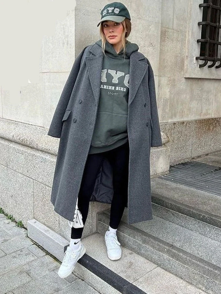 Women's Long Trench Coat – Tailored Button Front Overcoat