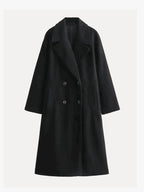 Women's Long Trench Coat – Tailored Button Front Overcoat
