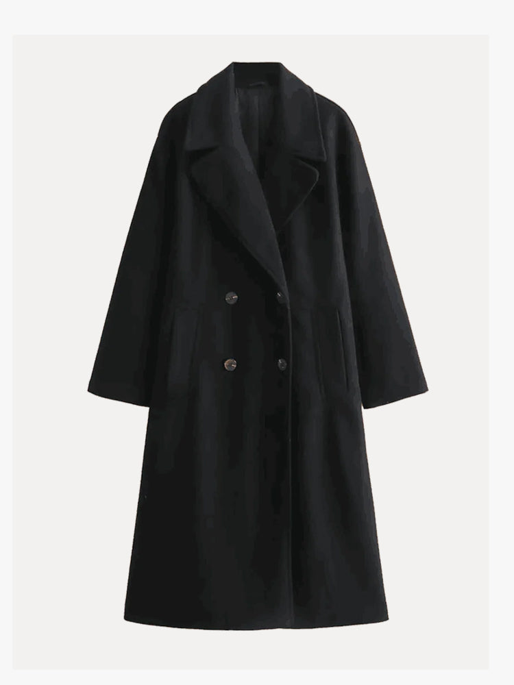 Women's Long Trench Coat – Tailored Button Front Overcoat