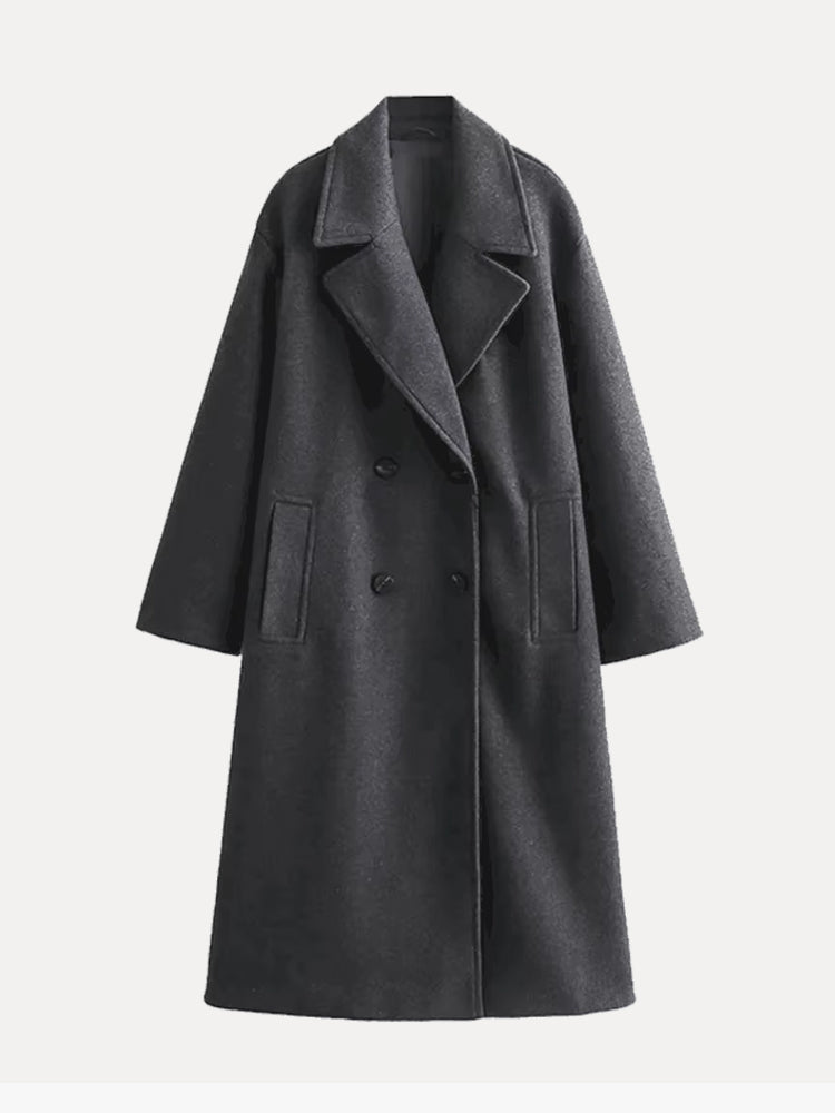 Women's Long Trench Coat – Tailored Button Front Overcoat