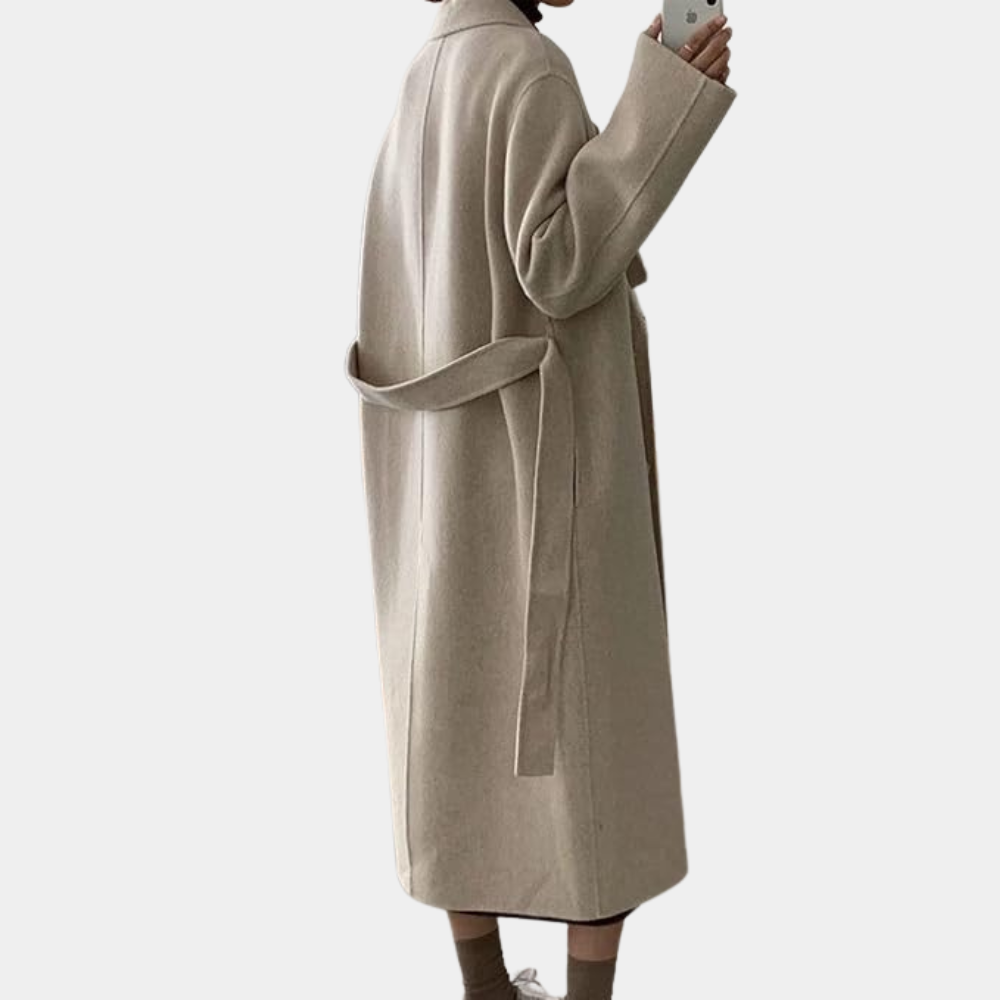 Women's Long Double-Breasted Coat – Oversized Winter Overcoat