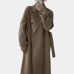 Women's Long Double-Breasted Coat – Oversized Winter Overcoat