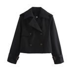 Women's Cropped Trench Coat – Double-Breasted Short Jacket