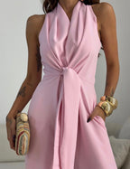 Women's Halter Neck Formal Jumpsuit – Flowy Evening Party Jumpsuit