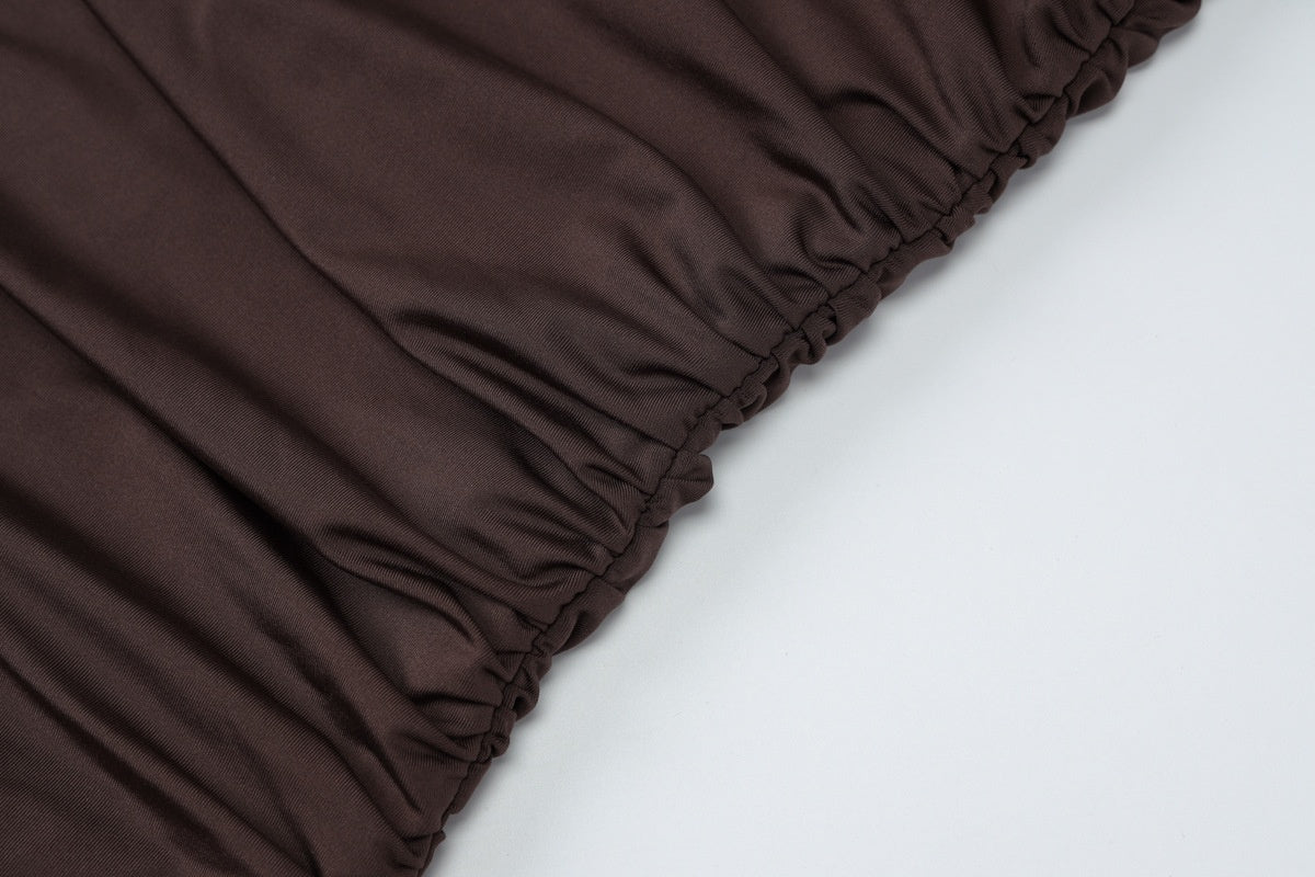 Women's Draped Dress – Asymmetrical Sash High Neck Dress
