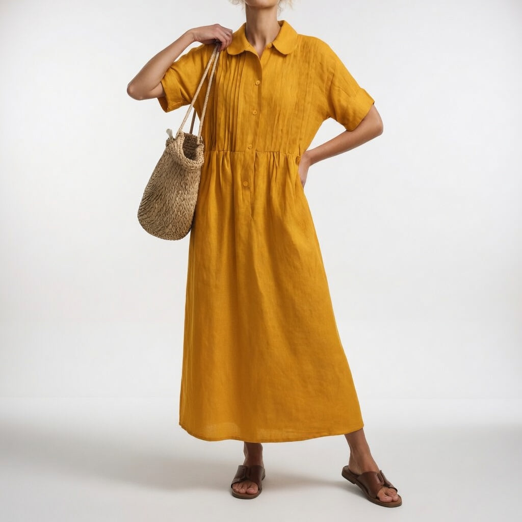 Women's Flowy Shirt Dress – Button Front Relaxed Day Dress