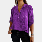 Women's Adjustable Sleeve Blouse – Button Detail Relaxed Fit Blouse
