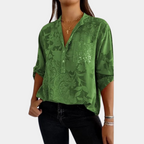 Women's Adjustable Sleeve Blouse – Button Detail Relaxed Fit Blouse