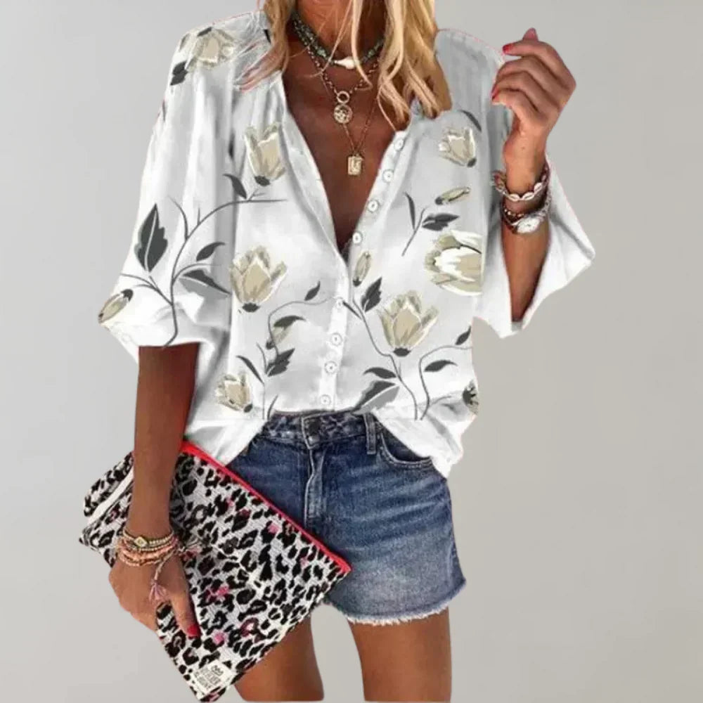Women's Floral Longline Blouse – Lightweight Summer Print Blouse