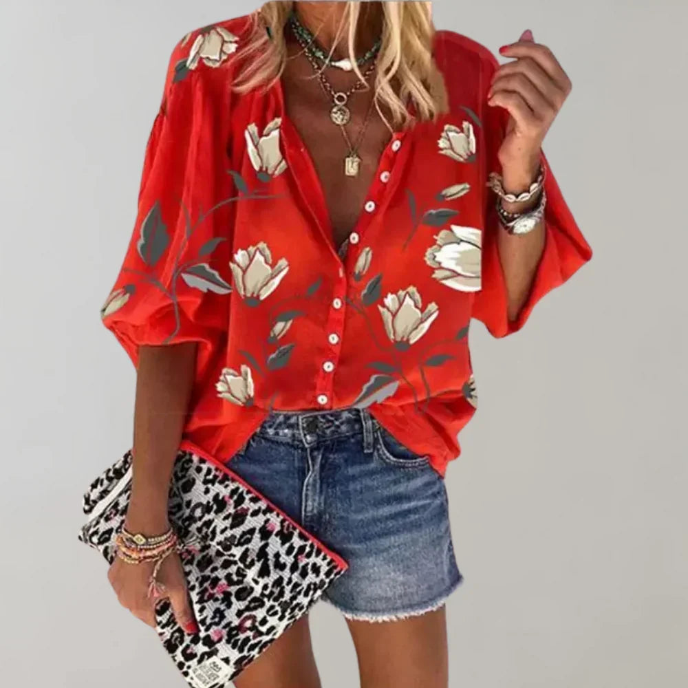 Women's Floral Longline Blouse – Lightweight Summer Print Blouse