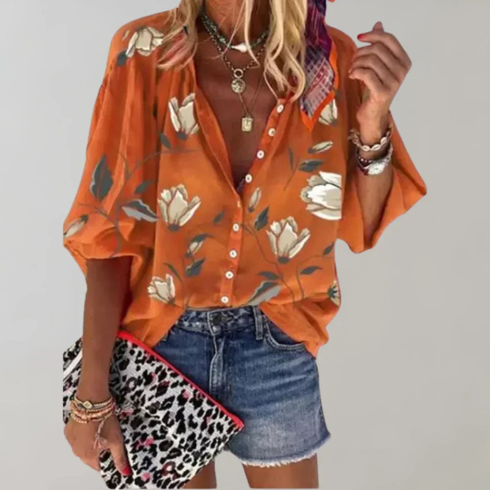 Women's Floral Longline Blouse – Lightweight Summer Print Blouse