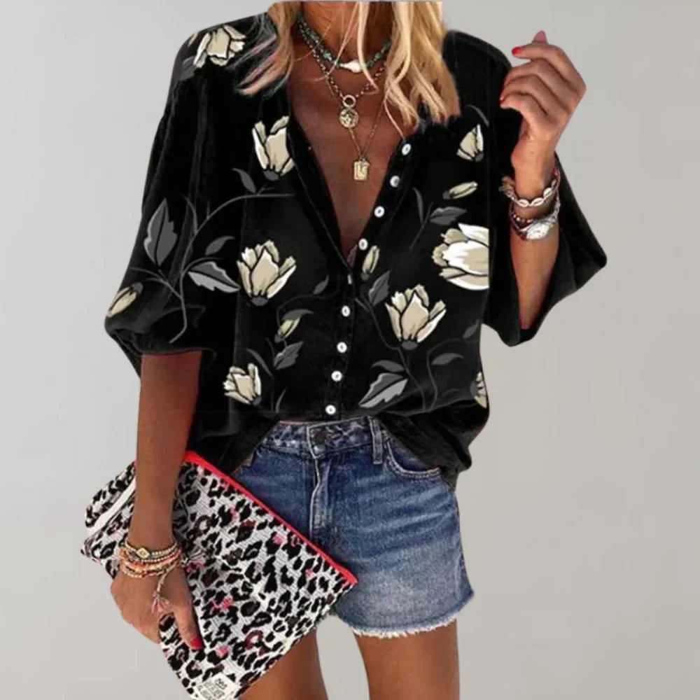 Women's Floral Longline Blouse – Lightweight Summer Print Blouse