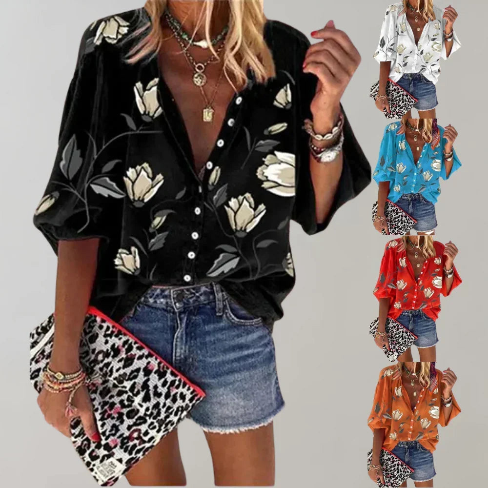Women's Floral Longline Blouse – Lightweight Summer Print Blouse