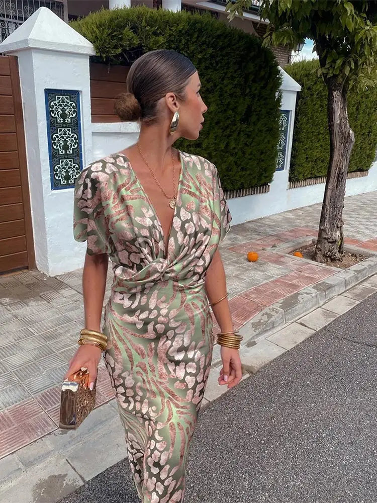 Cosima | Elegant V-Neck Midi Dress