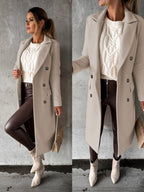 Women's Tailored Long Coat – Double-Breasted Winter Overcoat