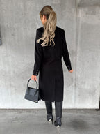 Women's Tailored Long Coat – Double-Breasted Winter Overcoat