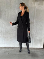 Women's Tailored Long Coat – Double-Breasted Winter Overcoat
