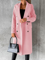 Women's Tailored Long Coat – Double-Breasted Winter Overcoat