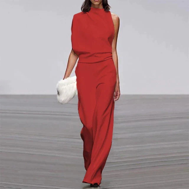 Women's Relaxed Sleeveless Jumpsuit – Flowy Wide Leg Occasion Jumpsuit