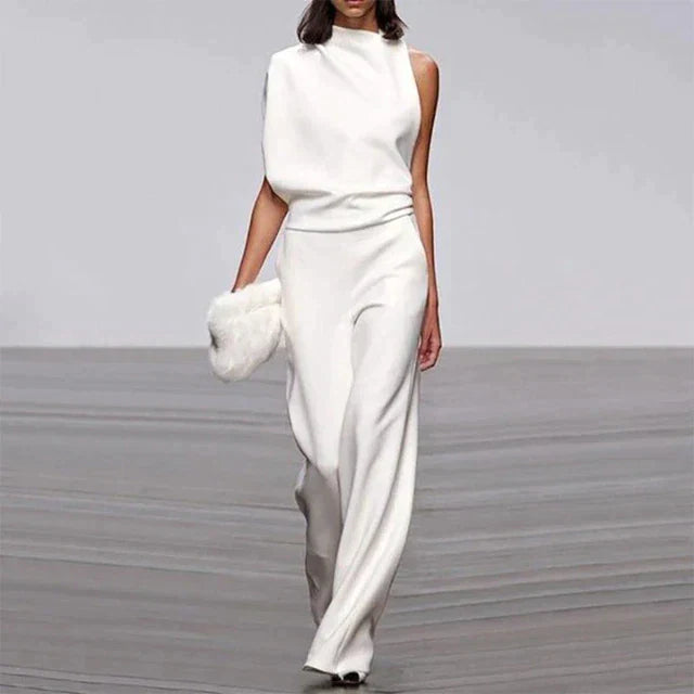 Women's Relaxed Sleeveless Jumpsuit – Flowy Wide Leg Occasion Jumpsuit