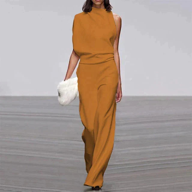Women's Relaxed Sleeveless Jumpsuit – Flowy Wide Leg Occasion Jumpsuit