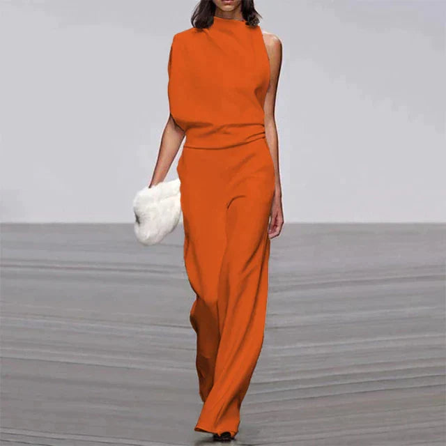 Women's Relaxed Sleeveless Jumpsuit – Flowy Wide Leg Occasion Jumpsuit