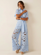 Women's Wide Leg Print Set – Abstract Two-Piece Set