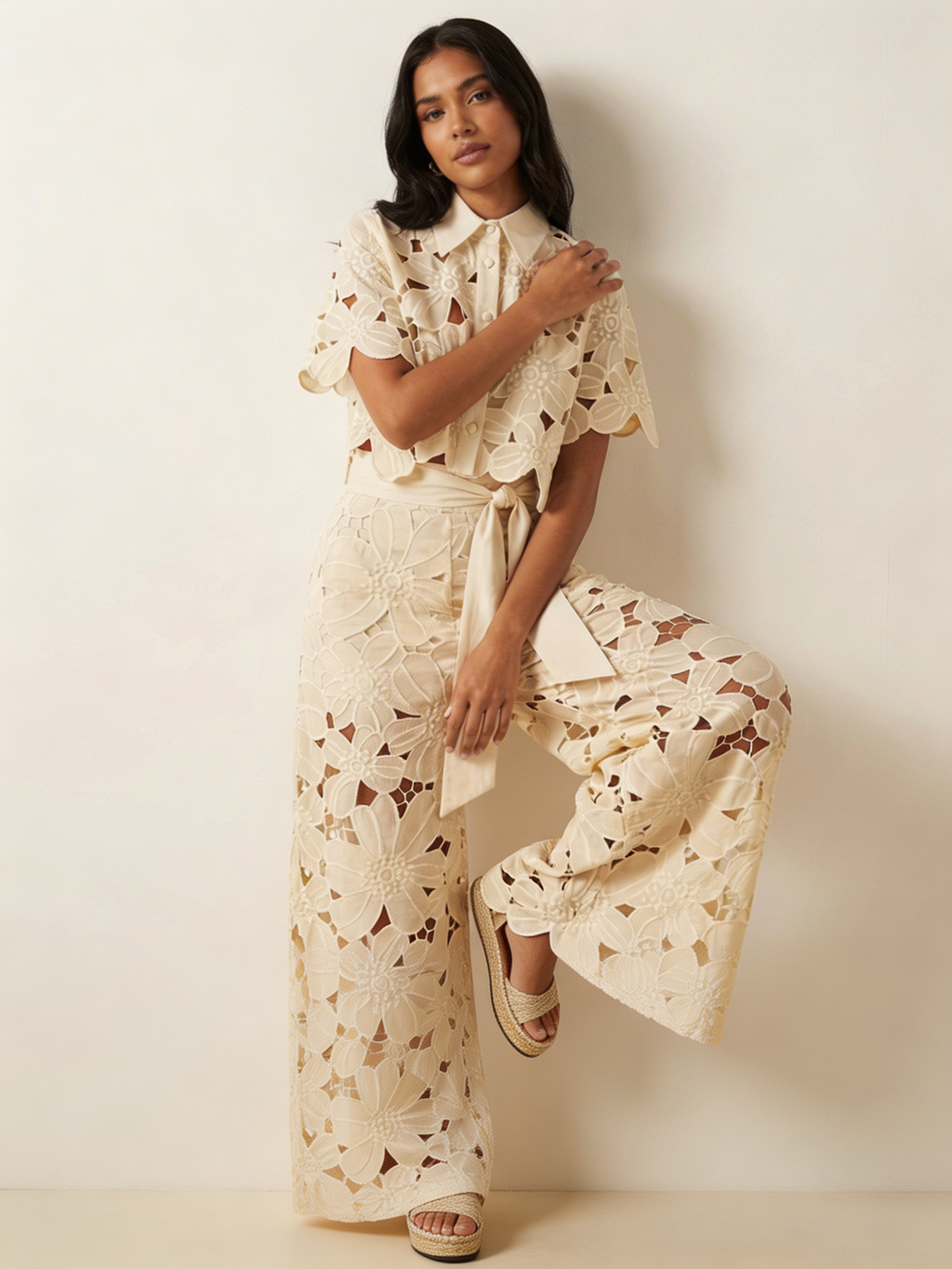 Women's Wide Leg Print Set – Abstract Two-Piece Set