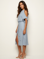 Women's Halter Neck Maxi Dress – Flowy Wrap Detail Evening Dress