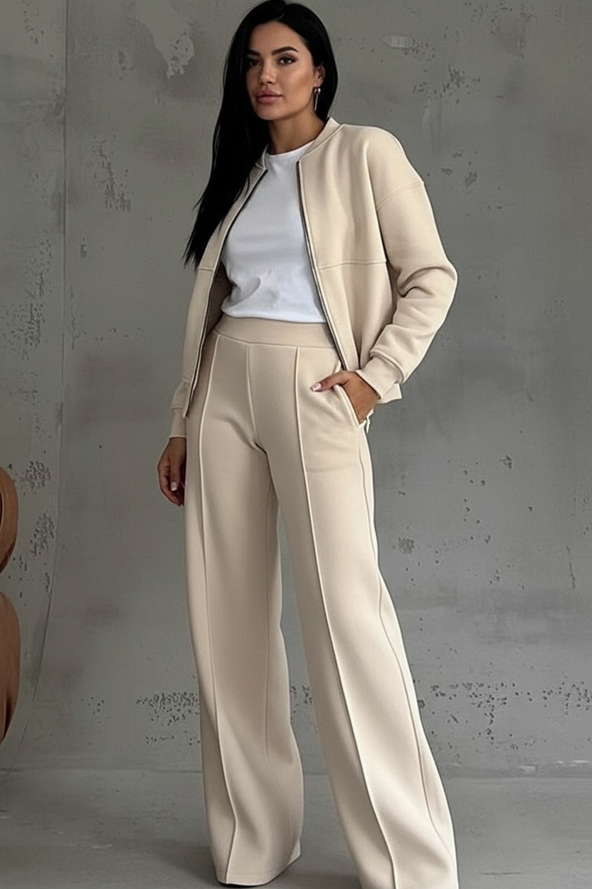 Women's Wide Leg Lounge Set – Zip Front Set