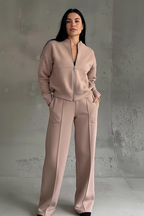 Women's Wide Leg Lounge Set – Zip Front Set