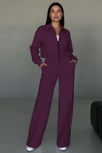 Women's Wide Leg Lounge Set – Zip Front Set