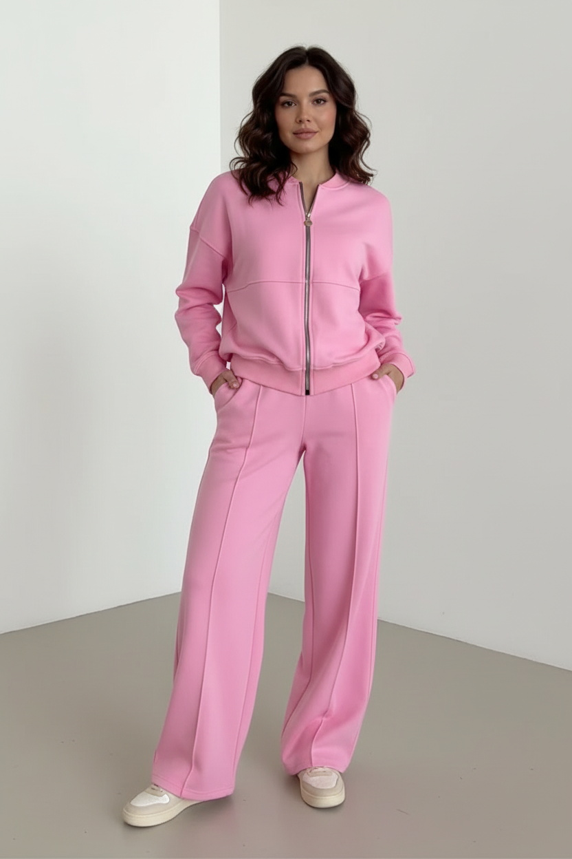 Women's Wide Leg Lounge Set – Zip Front Set