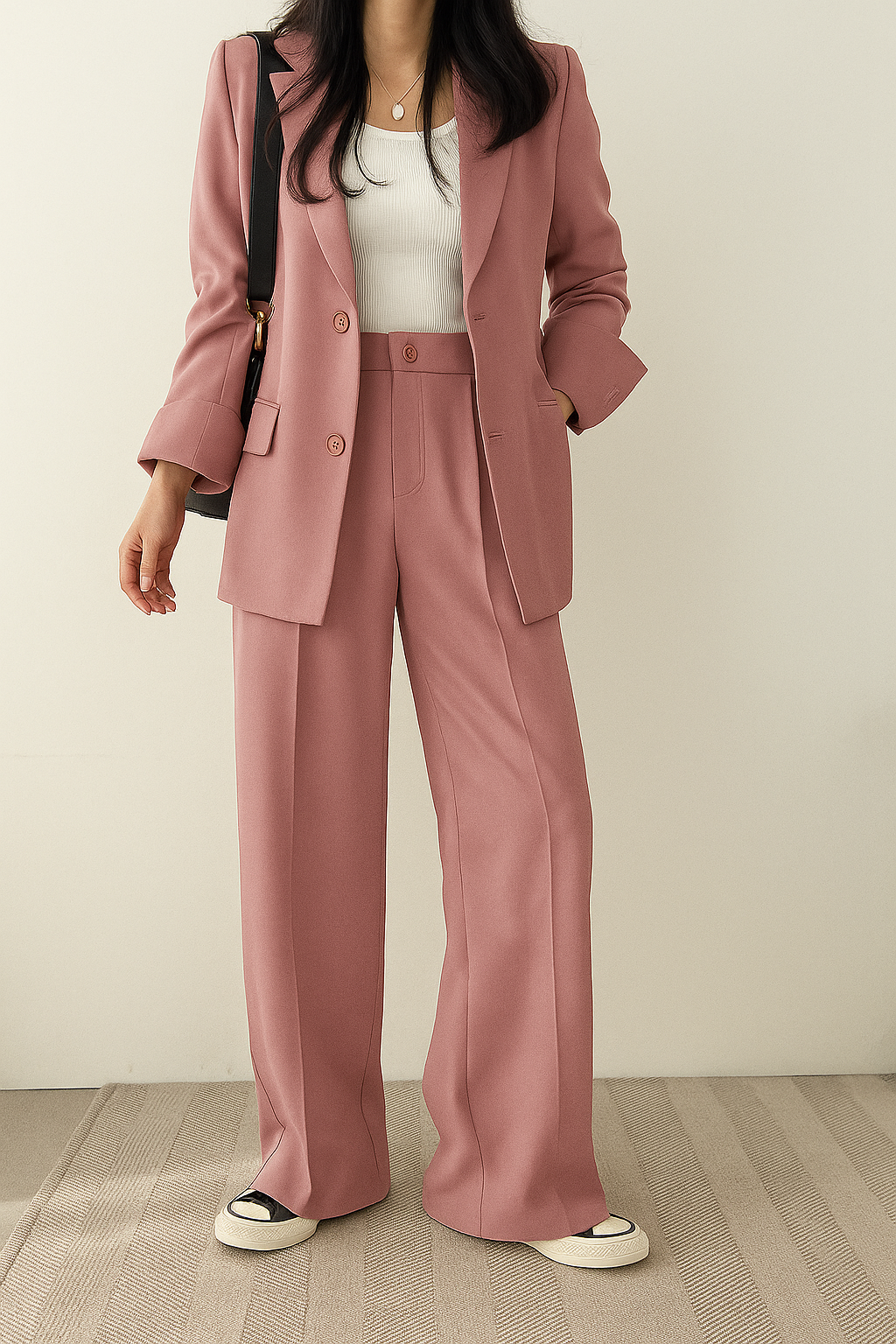 Women's Tailored Blazer Set – Double-Breasted Pants Suit