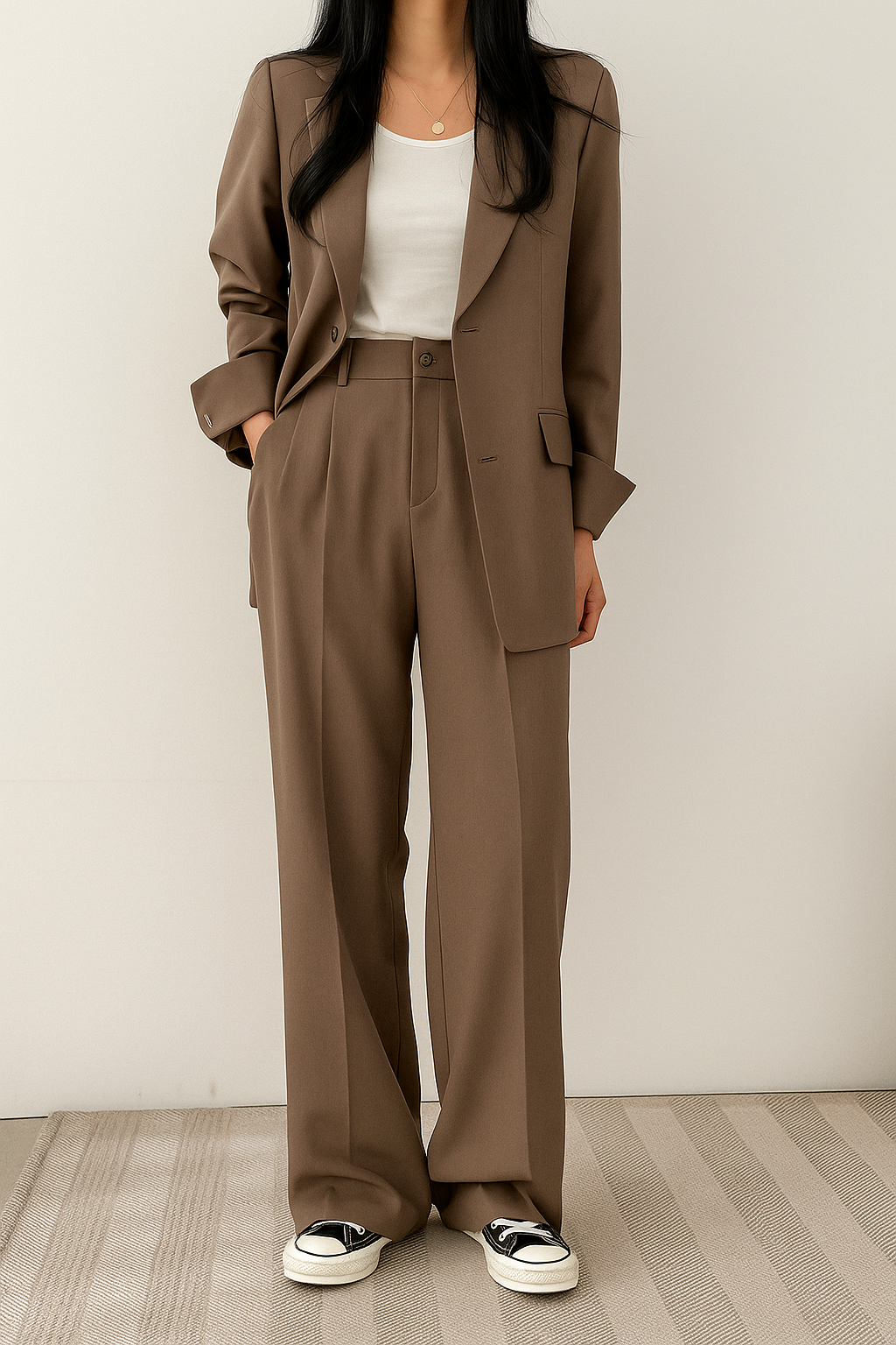 Women's Tailored Blazer Set – Double-Breasted Pants Suit