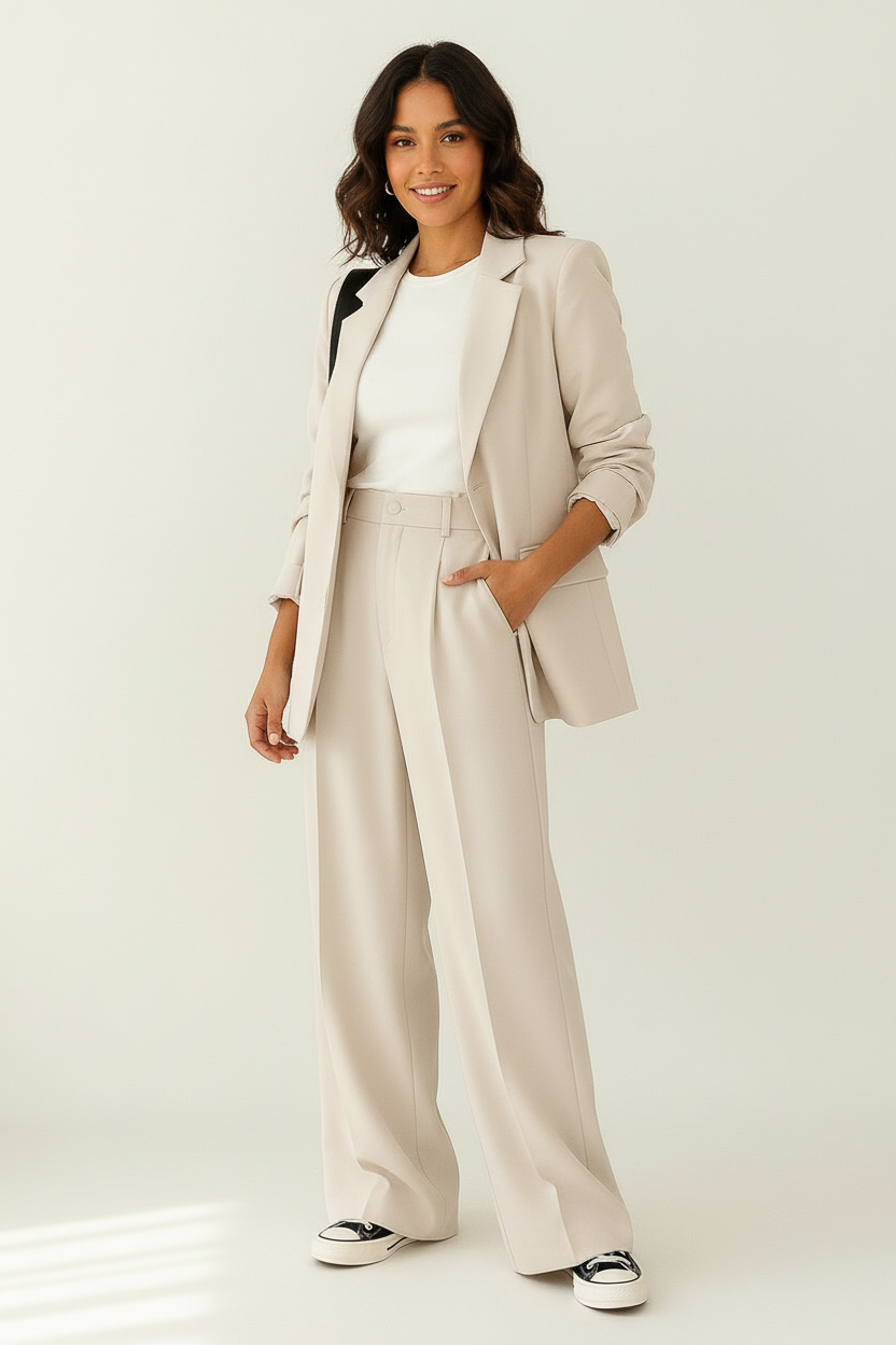 Women's Tailored Blazer Set – Double-Breasted Pants Suit