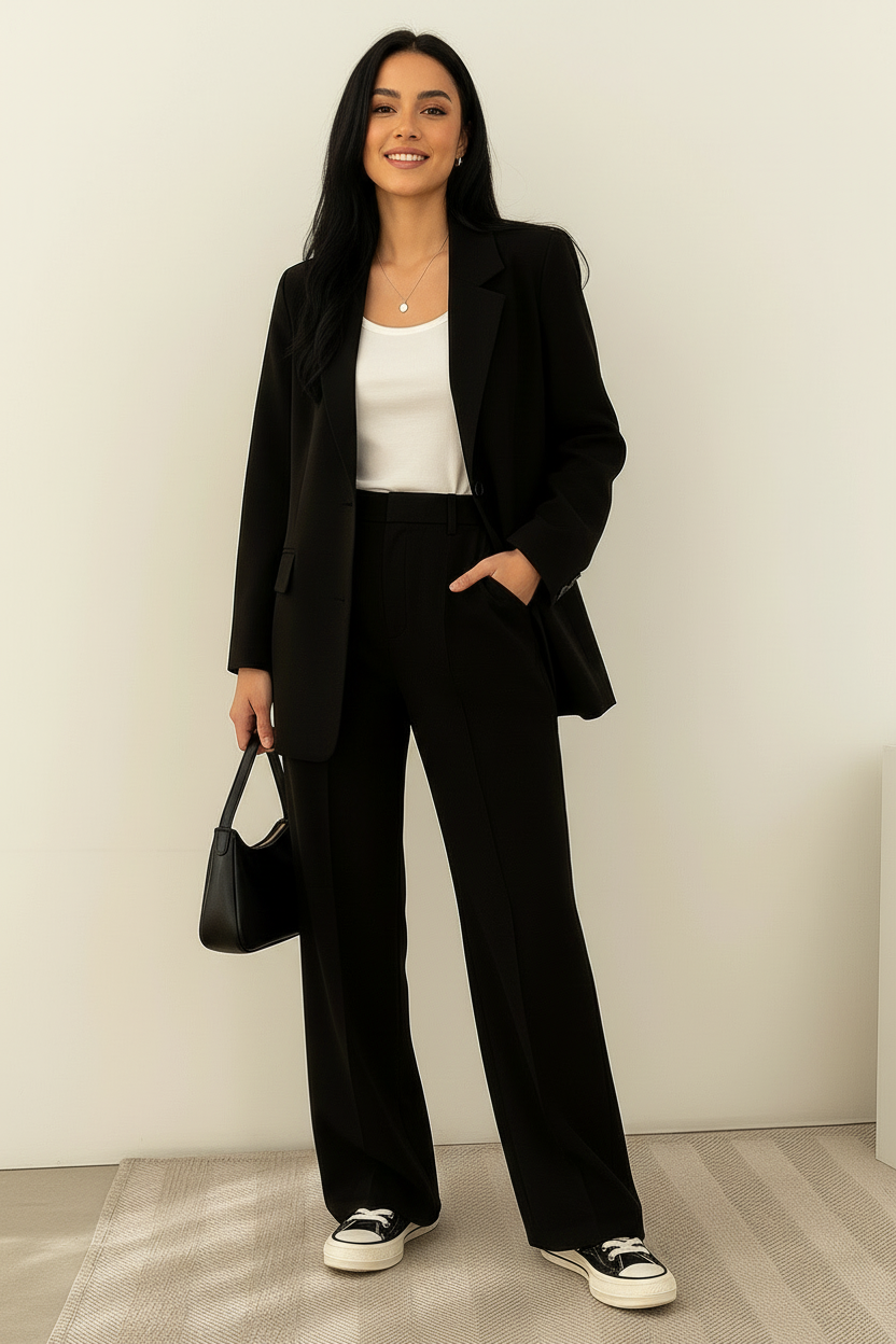 Women's Tailored Blazer Set – Double-Breasted Pants Suit