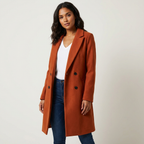 Women's Tailored Long Coat – Lapel Button Dress Overcoat