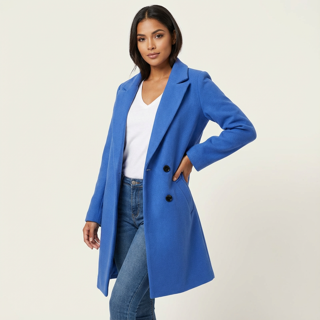 Women's Tailored Long Coat – Lapel Button Dress Overcoat