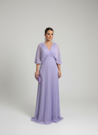 Women's Bell Sleeve Maxi Dress – Pleated Occasion Dress