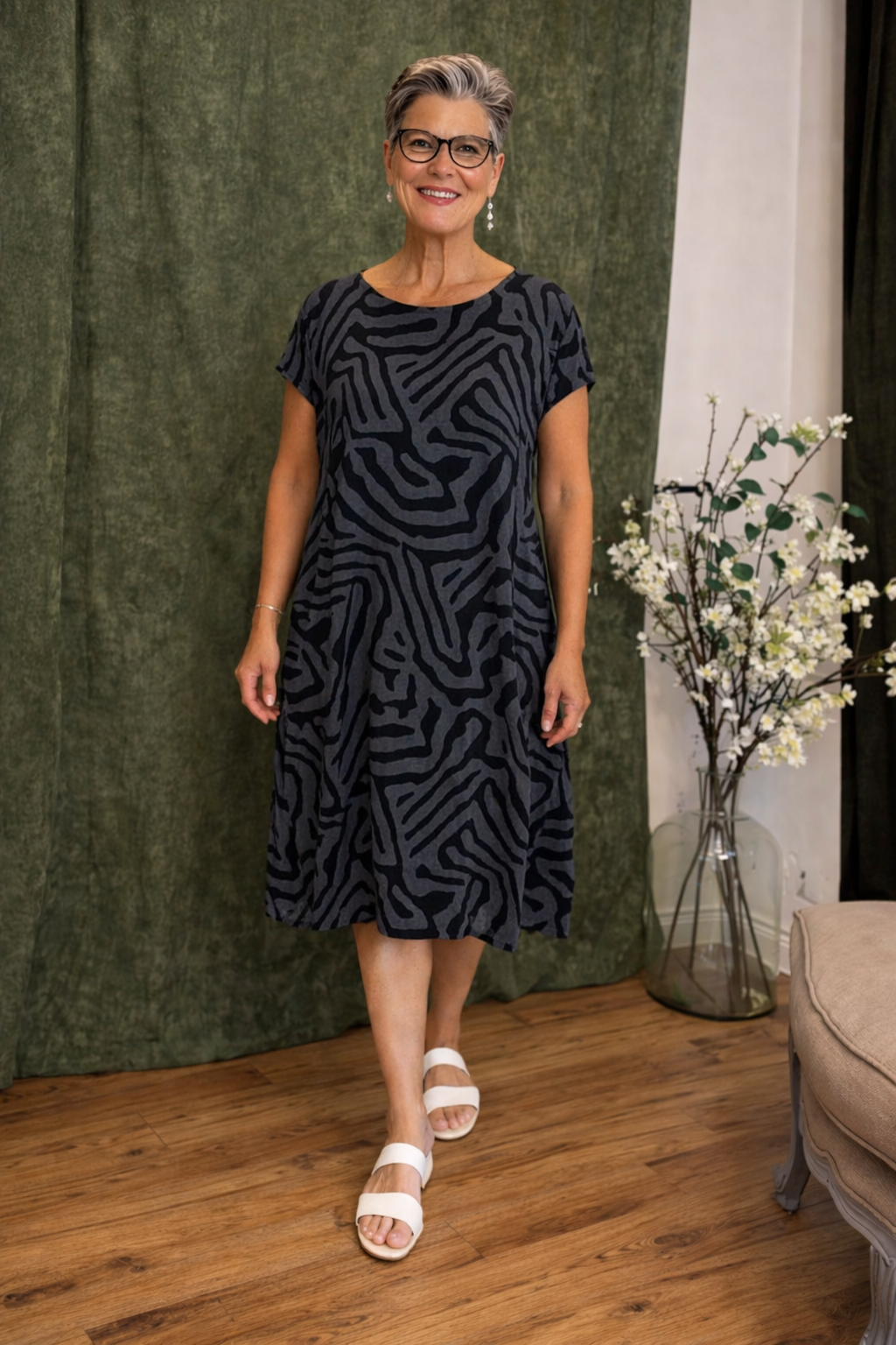 Women's Classic Midi Dress – Relaxed Flowy Everyday Occasion Dress