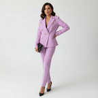 Women's Double-Breasted Pants Suit – Office Blazer Set