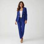 Women's Double-Breasted Pants Suit – Office Blazer Set