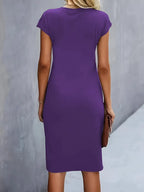 Women's Round Neck Midi Dress – Tailored Waist Day-to-Evening Dress