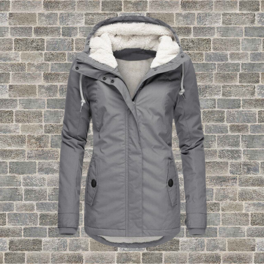 Women's Pleated Hooded Coat – Longline Button Pocket Winter Coat