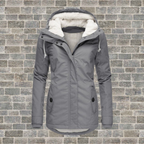 Women's Pleated Hooded Coat – Longline Button Pocket Winter Coat