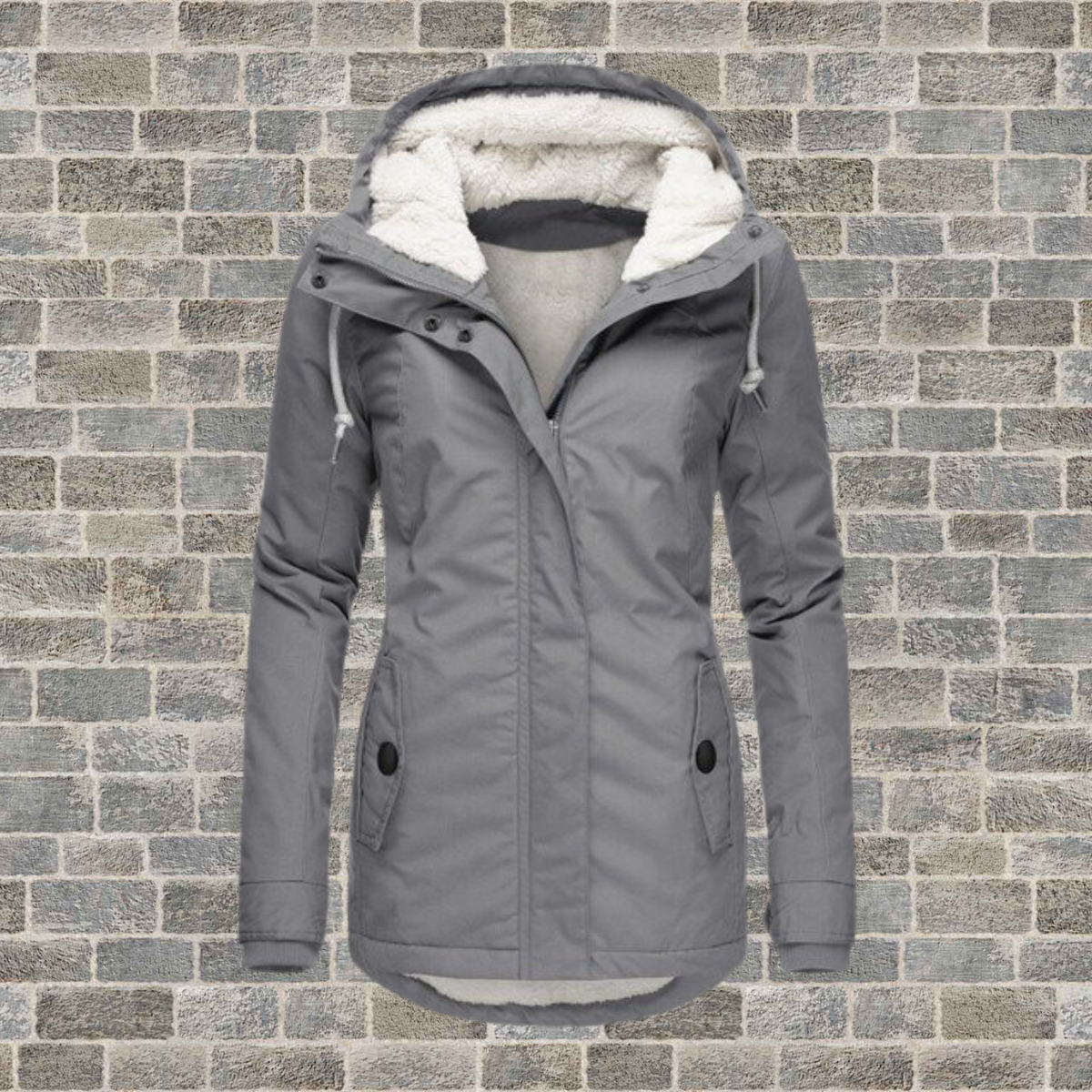Women's Pleated Hooded Coat – Longline Button Pocket Winter Coat