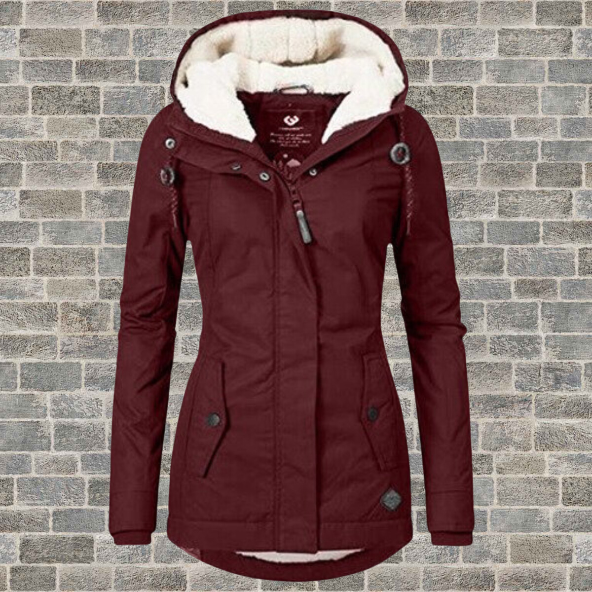 Women's Pleated Hooded Coat – Longline Button Pocket Winter Coat